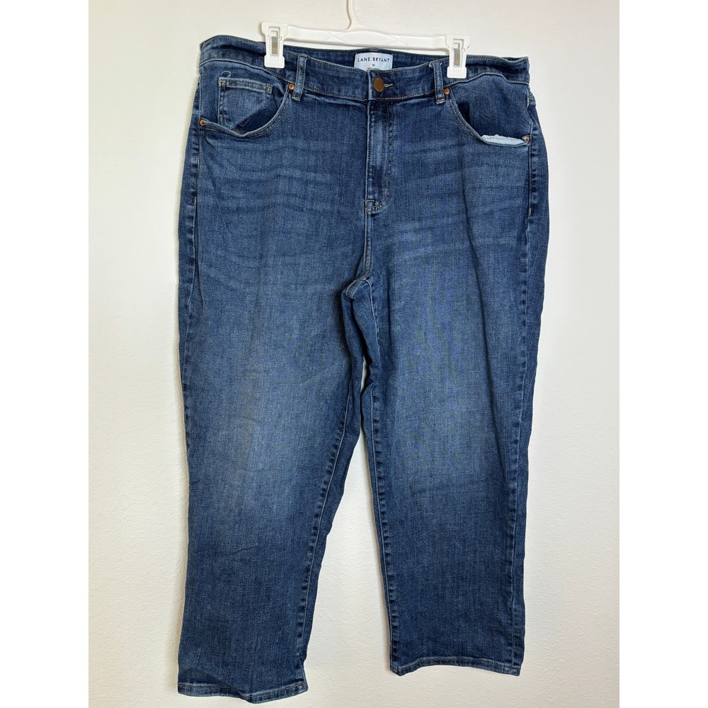 Lane Bryant Straight Leg Cropped Jeans Medium Wash Denim Blue Size 18S